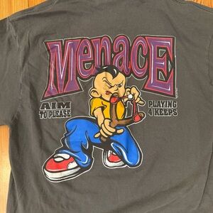 Vintage Menace Graphic T-Shirt Large AIM TO PLEASE PLAYING 4 KEEPS